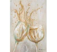lianyibo 1 pièce de décoration murale en toile représentant un verre à vin jaune, un verre à champagne, une peinture abstraite, une impression décorative, 25 x 35 cm, sans cadre