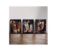 lianyibo 1 pièce Vintage Western Cheval, Cowboy Bottes Et Cowboy Chapeau Toile murale, Moderne Western Farm Posters Home Décoration murale (60x90cmx3/Sans cadre)