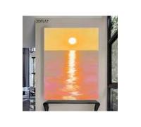 lianyibo 1 tableau abstrait moderne au coucher du soleil - Impression sur toile orange jaune bleu et violet décoration pour salon ou bureau (30 x 40 cm sans cadre)