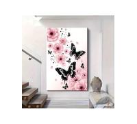 lianyibo 1 Tableau élégant sur toile à motif floral - Affiche botanique pastel beige et dorée décoration du salon et de la chambre (70 x 110 cm/cadre intérieur)