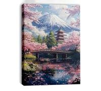 lianyibo 1 tableau sur toile représentant un paysage de cerisiers en fleurs japonais style pagode traditionnelle japonaise décoration du salon (70 x 110 cm sans cadre)