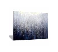 lianyibo 1 toile murale argentée avec gouttes de pluie sur fond bleu, décoration moderne pour salon, appartement, chambre, impression esthétique, décoration d'intérieur (40 x 60 cm, cadre intérieur)