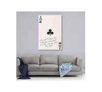 lianyibo 1 toile murale inspirante, impression de la carte à jouer As de Trèfle, affiche de citation motivante en noir et blanc pour la décoration intérieure (60 x 90 cm/sans cadre)