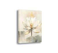 lianyibo 1 toile murale moderne en forme de fleur de lotus - Impression d'art floral zen et spirituel pour la décoration du salon, de la chambre ou du bureau (50 x 75 cm/cadre intérieur)