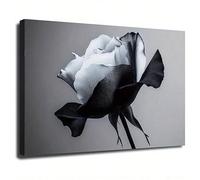 lianyibo 1 toile murale monochrome rose noire et blanche - Affiche florale botanique élégante pour la décoration du salon (20x30cm/cadre intérieur)