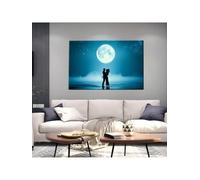 lianyibo 1 toile murale représentant un couple romantique sous une immense pleine lune, un ciel nocturne onirique, pour la décoration du salon (50 x 75 cm, sans cadre)