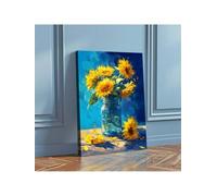 lianyibo 1 toile murale tournesol - Tableau moderne de fleurs en vase - Affiche florale pour salon et cuisine (20 x 30 cm/cadre intérieur)