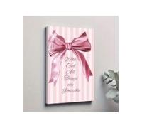 lianyibo 1 toile tendue avec citation « Avec Dieu, tout est possible », imprimé nœud rose, décoration intérieure inspirante et religieuse (80 x 120 cm/sans cadre)