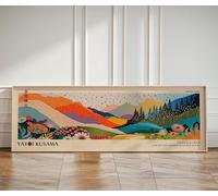 lianyibo Affiche imprimée inspirée de Yayoi Kusama : Art mural panoramique japonais sur toile, décoration moderne du milieu du siècle pour salon ou chambre (45 x 135 cm/sans cadre)