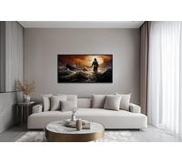 lianyibo Affiche murale représentant Jésus marchant sur l'eau pendant la tempête, style chrétien moderne, décoration spirituelle pour le salon (40 x 80 cm avec cadre intérieur)
