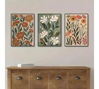 lianyibo Affiches imprimées sur toile, style bohème moderne, motif floral abstrait, décoration classique de printemps et d'automne avec plantes et fleurs sauvages (70 x 100 cm x 3 / sans cadre)