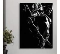 lianyibo Affiches murales abstraites en noir et blanc, peinture de couple, décoration murale sexy, dessin au trait, câlin, baiser, croquis (50 x 70 cm, sans cadre)