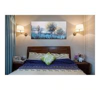 lianyibo Arbre mural bleu arbre de vie toile nature sarcelle abstrait texturé peinture moderne paysage œuvre d'art décoration d'intérieur (75x150cm/cadre intérieur)