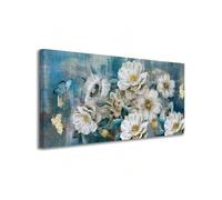 lianyibo Arbre mural bleu arbre de vie toile nature sarcelle peinture abstraite image moderne paysage œuvre d'art décoration d'intérieur (40x80cm/cadre intérieur)