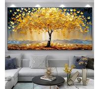 lianyibo Boho Style Moderne Chanceux Fortune Arbre Abstrait Doré Arbre De Vie Toile Grande Taille Affiche Impression Salon Décor À La Maison 60x120cm Sans Cadre