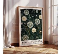lianyibo Décoration murale verte inspirée de Yayoi Kusama, pissenlit japonais | Affiche florale pour salon, chambre à coucher, 20 x 30 cm, sans cadre