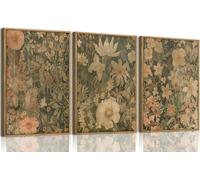 lianyibo Ensemble de 3 tableaux floraux vintage, impressions botaniques modernes de fleurs sauvages aux tons neutres, décoration murale rétro (60 x 80 cm x 3 / sans cadre)