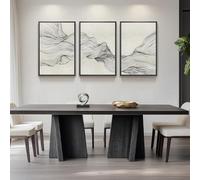 lianyibo Ensemble de 3 toiles abstraites neutres noires et beiges, grand format, lignes minimalistes modernes, décoration intérieure (30 x 40 cm x 3 / cadre intérieur)