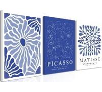 lianyibo Ensemble de 3 toiles murales Picasso Matisse - Affiches abstraites à lignes bleues, décoration murale, impressions, décoration intérieure moderne (60 x 90 cm x 3 / cadre intérieur)