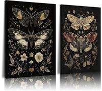 lianyibo Gothic Wall Art Moths and Butterflies 2-Pack Dark Style Decorative Picture Botanical Insect Poster Print Gallery Decor(60x90x3/Inner frame)