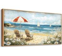 lianyibo Grande toile imprimée représentant un paysage marin bleu, idéale pour décorer un salon, une chambre, un bureau ou une salle de bain (40 x 80 cm/cadre intérieur).