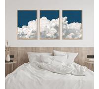 lianyibo Grande toile murale représentant des nuages blancs abstraits et un ciel bleu marine, décoration murale naturelle pour salon, chambre, bureau (20 x 30 cm x 3 / cadre intérieur)