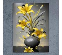lianyibo Impression sur toile représentant un lys jaune, superbe décoration murale pour salon, chambre, cuisine, bar ou décoration d'intérieur, 50 x 75 cm, sans cadre