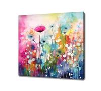 lianyibo Impression sur toile style aquarelle représentant un champ de prairie aux fleurs sauvages colorées abstraites décoration murale florale moderne (80 x 120 cm/sans cadre)