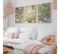 lianyibo Impressions murales en trois parties motif arbre vert forêt triptyque Cottage Core cadre arbre de vie 80 x 120 cm x 3
