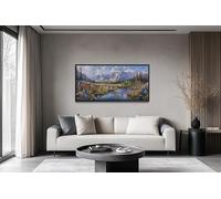 lianyibo J'ai trouvé celui que mon âme aime - Décoration murale avec verset biblique représentant un paysage de lac et de montagne (80 x 160 cm/cadre intérieur)