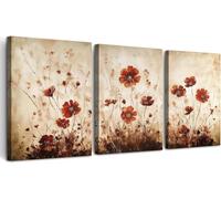 lianyibo Large Boho Flowers Watercolour Canvas Wall Art Paintings Abstract Wall Pictures Artwork Modern Living Room Decor(50x70cmx3/Inner frame)