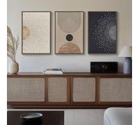lianyibo Large Boho Neutral Abstract Wall Art Black Beige Sun and Moon Paintings Prints for Living Room Hallway Office Decor(80x120cmx3/Inner frame)