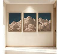 lianyibo Large Cloud Blue Wall Art Navy Cloud Canvas Painting Modern Abstract Sky Landscape Posters Prints for Living Room Decor(30x40cmx3/Inner frame)