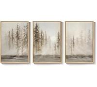 lianyibo Large Neutral Wall Art Abstract Pastel Forest Landscape Tree Canvas Artwork Nordic Painting Prints for Living Room (20x30cmx3/Inner frame)