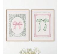 lianyibo Lot de 2 affiches d'art avec nœud rose et vert, décoration de chambre féminine, Bible chrétienne esthétique, pour salon, décoration d'intérieur moderne, 70 x 90 cm, sans cadre