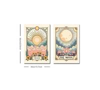 lianyibo Lot de 2 affiches de cartes de tarot lune soleil style bohème abstrait astrologie céleste peinture abstraite impression sur toile décor 70 x 100 cm sans cadre