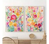 lianyibo Lot de 2 affiches décoratives florales botaniques abstraites, aquarelles, fleurs, toile murale, pour décoration de salon, 50 x 70 cm, 2 cadres