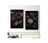 lianyibo Lot de 2 affiches murales créatives sur toile, motif floral vintage abstrait, décoration murale pour bureau, salon, 50 x 70 cm, sans cadre