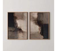 lianyibo Lot de 2 affiches sur toile représentant un jardin zen japonais aux formes abstraites noires et beiges style Japandi Wabi Sabi décoration murale (40 x 60 cm x 2 / cadre intérieur)