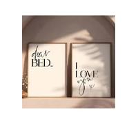 lianyibo Lot de 2 toiles décoratives modernes « Cher lit, je t’aime », citations et motifs pour la chambre (70 x 100 cm x 2 / sans cadre)
