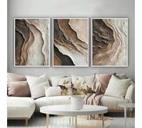 lianyibo Lot de 3 affiches abstraites modernes aux lignes géométriques marron foncé, art mural, peinture sur toile pour décoration de chambre, 80 x 120 cm, sans cadre