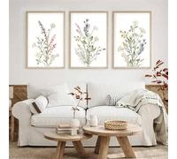 lianyibo Lot de 3 affiches murales bohèmes florales et botaniques, fleurs sauvages, modernes et minimalistes, impressions sur toile, peintures décoratives, 40 x 60 cm, sans cadre