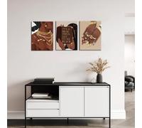 lianyibo Lot de 3 tableaux abstraits africains représentant des femmes noires (30 x 40 cm x 3, sans cadre)