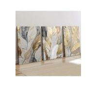 lianyibo Lot de 3 tableaux abstraits de luxe en toile motif feuilles botaniques dorées décoration murale maison (40 x 60 cm x 3 / sans cadre)