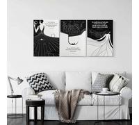 lianyibo Lot de 3 toiles imprimées en noir et blanc représentant une fille, avec des citations inspirantes de la littérature moderne (60 x 80 cm x 3 / sans cadre)
