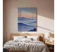 lianyibo Montagne Coucher de soleil Toile murale, Misty Layered Paysage Imprimé, Serene Nature Décoration Pour Chambre à coucher, Salon (30x40cm/Cadre intérieur)