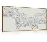 lianyibo Neutral Abstract Canvas Wall Art Black Beige Wave Line Decor, Large Minimalist Painting Print for Living Room Office (50x100cm/Inner frame)