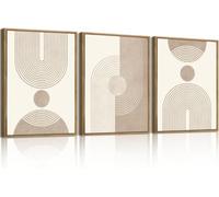 lianyibo Neutral Abstract Wall Art Beige Large Boho Mid Century Modern Artwork Art Print for Living Room Bedroom Office Decor(40x60cmx3/Inner frame)