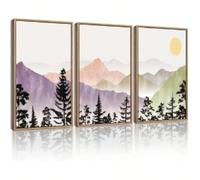 lianyibo Paysage Montagne Art Mural Ensemble Lever de Soleil Arbre Forêt Nature Paysage Sauvage Ferme Rustique Moderne Art Décoratif 30x40cmx3 Sans Cadre