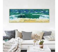 lianyibo Peinture à l'huile sur toile de David Hockney, La Vague verte, affiche, décoration murale, décoration d'intérieur, 40 x 120 cm, sans cadre